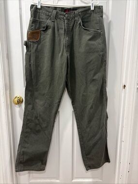 Riggs Workwear Men’s Ripstop Carpenter Pants Size 36x34 Green 100% Cotton EUC